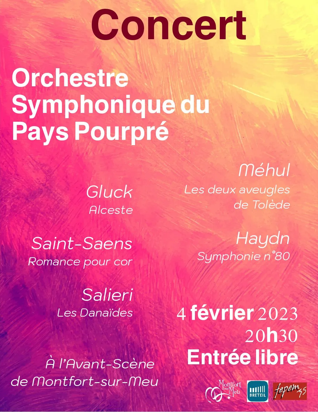 Affiche du concert « Concert d’hiver à Montfort sur Meu »