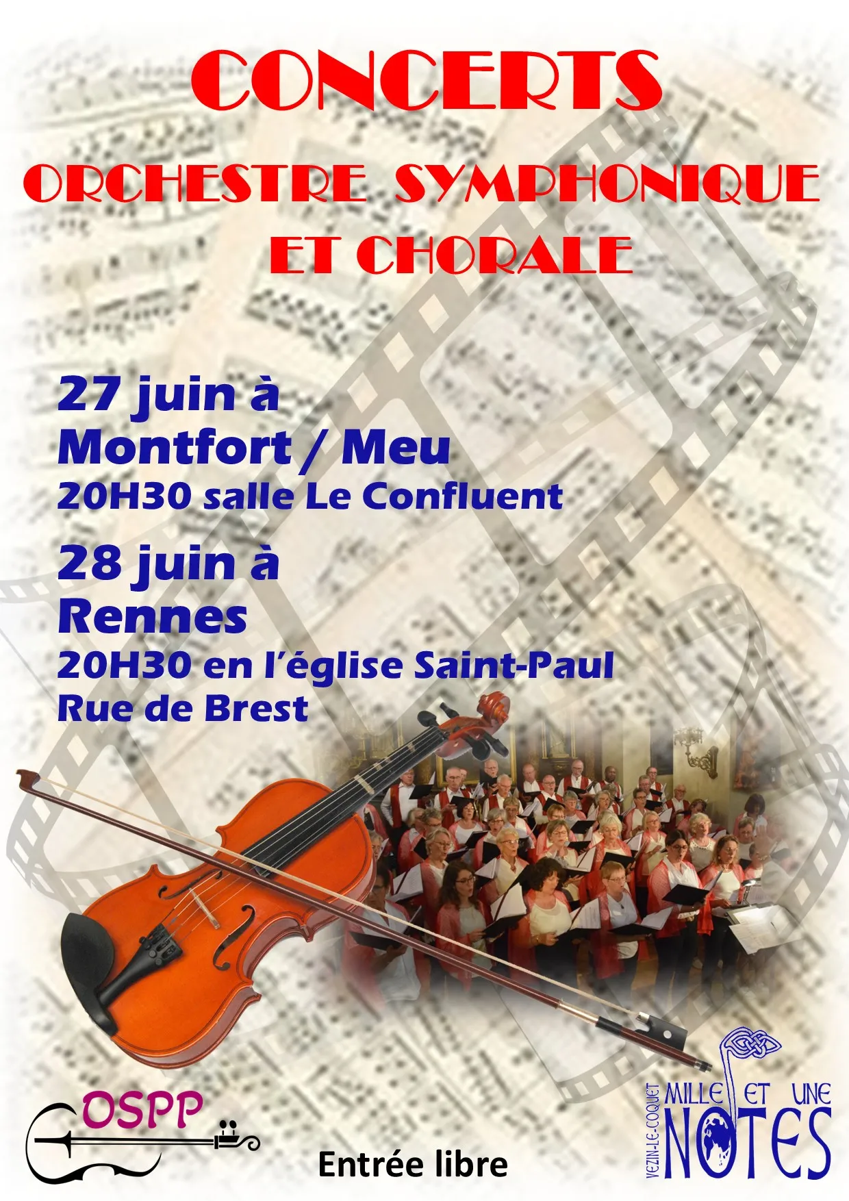 Affiche du concert « Concerts avec le chœur 1001 Notes »